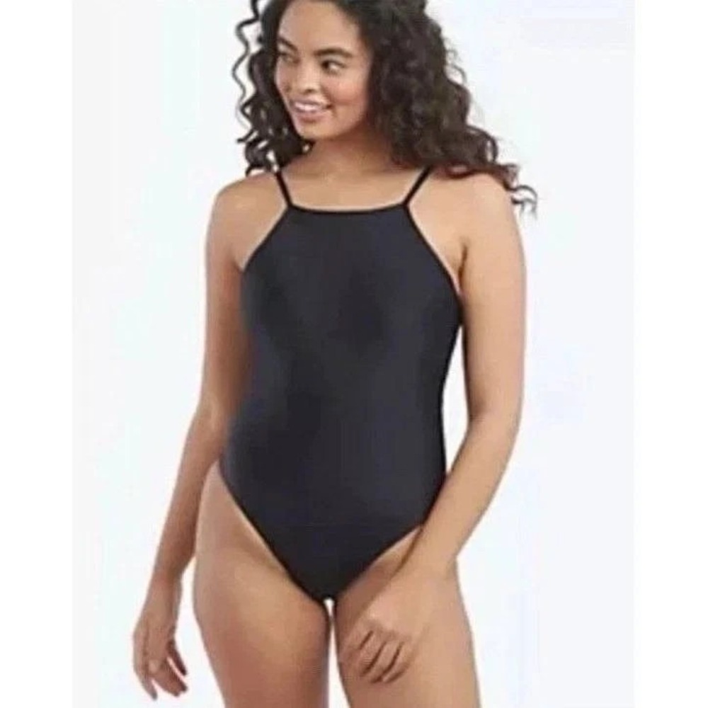 Summersalt The Square Neck Halter One Piece Swimsuit Black Size 8 NWT 170903